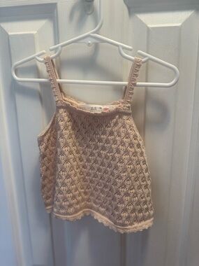 Zara Beige Crochet Kids Knit Tank Top